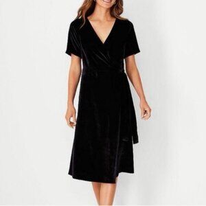 Ann Taylor Black Velvet Wrap Dress